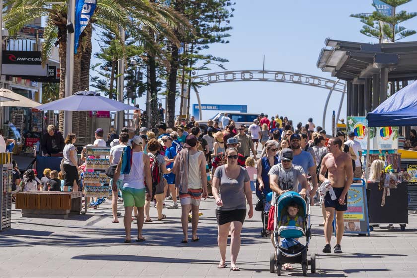 Tourists in Cavill Avenue in Gold Coast, Australia